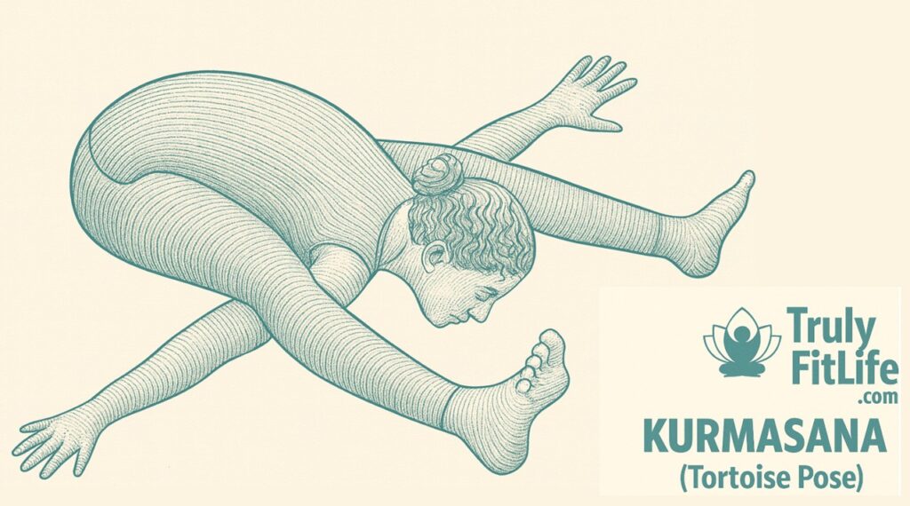 Kurmasana – Tortoise Pose yoga illustration | TrulyFitLife.com