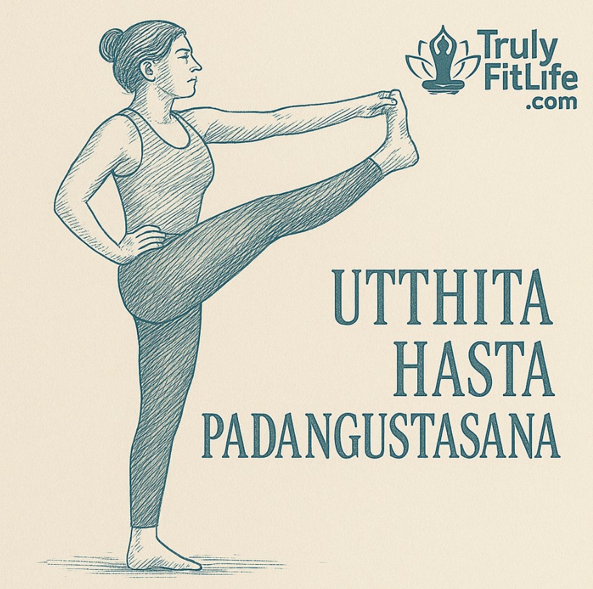 Utthita Hasta Padangusthasana – Extended Hand-to-Big-Toe Pose yoga illustration