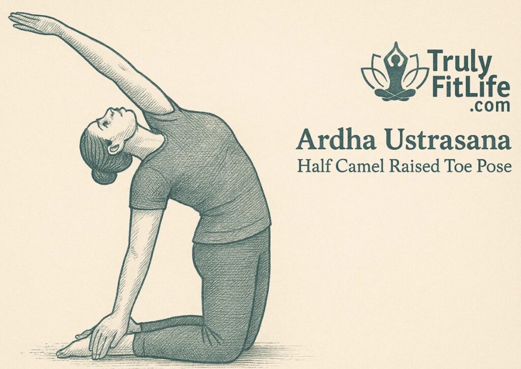 Ardha Ustrasana – Half Camel Raised Toe Pose yoga illustration
