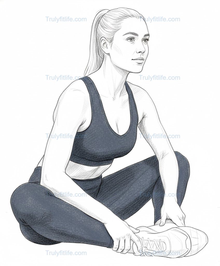 Butterfly Stretch illustration – woman performing butterfly stretch pose