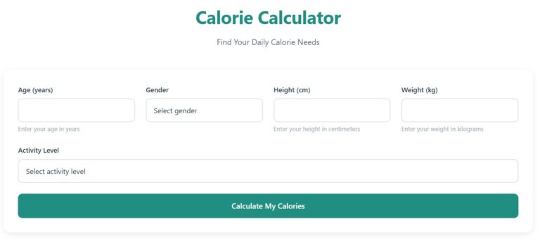 Calorie calculator to estimate daily calorie needs for weight loss and maintenance