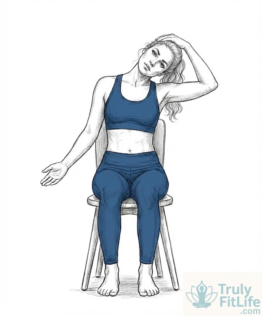 Seated Neck Stretch chair yoga for office workers and seniors